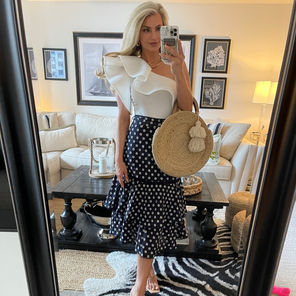 Ruffled belted polka dot ruffle skirt